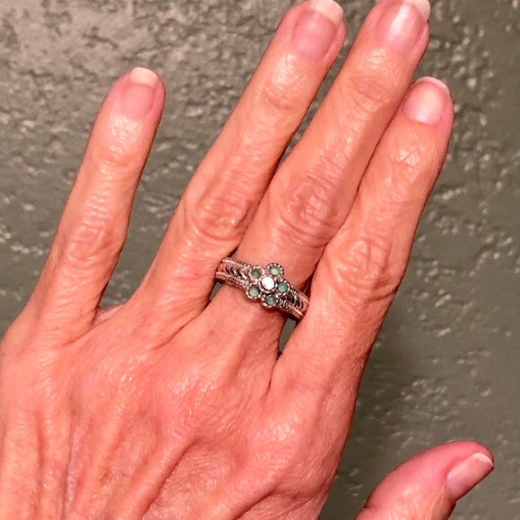 JUDITH RIPKA JADE OR OPAL FLOWER➕DMQ CENTER RING - Picture 5 of 14